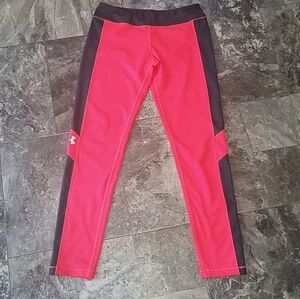 Under Armour Yoga Athleisure Athletic Women's Neon‎ Pink/Grey Leggings Small